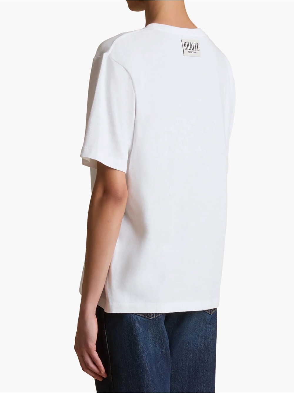 KHAITE Mae Short Sleeve T-Shirt in White - Size XL Luxury Heavy Cotton Tee